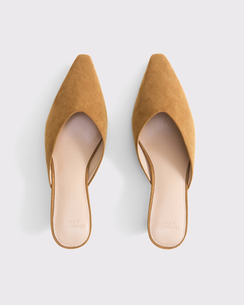 Pointed Toe Kitten Heel Mule Sandals(light brown,6.0)