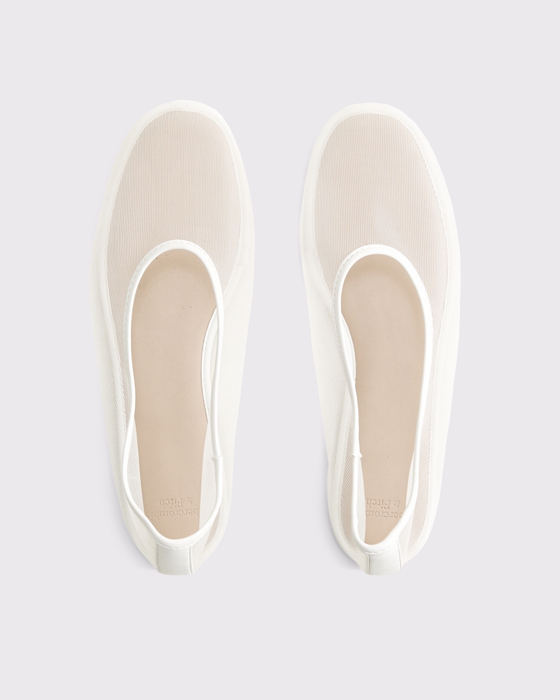 Mesh Balletic Flats(white,6.0)