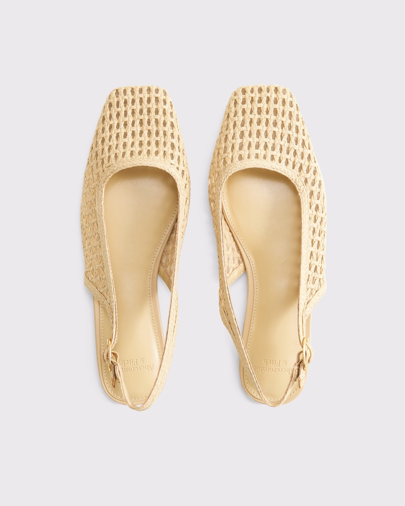 Slingback Crochet-Style Flats(natural,6.0)