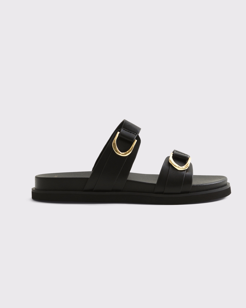 Double-Strap Hardware Sandals(black,6.0)