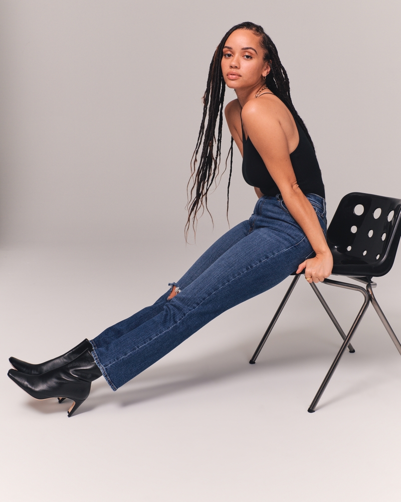 Curve Love Ultra High Rise Ankle Straight Jean(medium destroy,23)