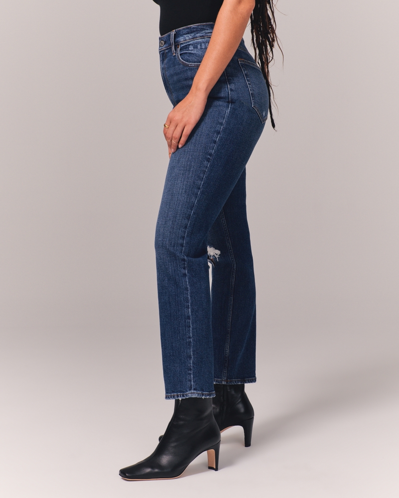 Curve Love Ultra High Rise Ankle Straight Jean(medium destroy,23)
