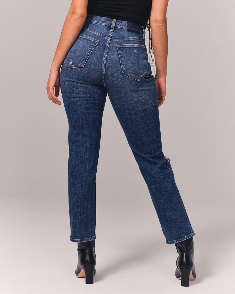 Curve Love Ultra High Rise Ankle Straight Jean(medium destroy,23)