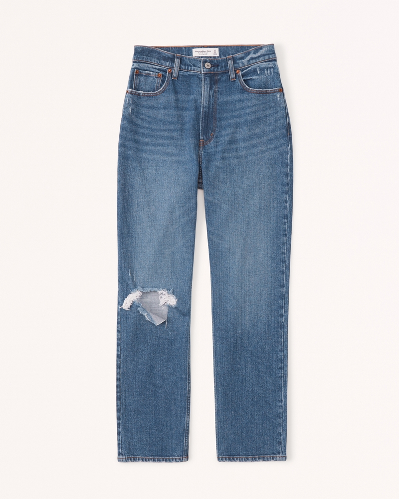 Curve Love Ultra High Rise Ankle Straight Jean(medium destroy,23)