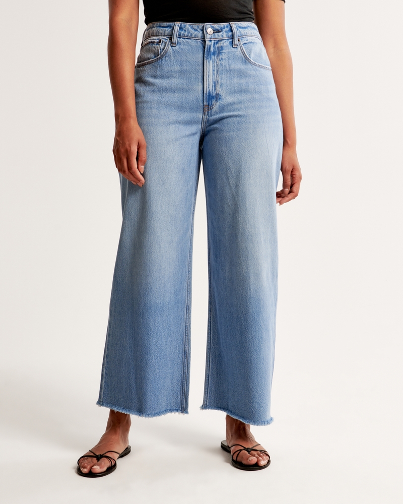 Curve Love High Rise Cropped Wide Leg Jean(medium with raw hem,24)