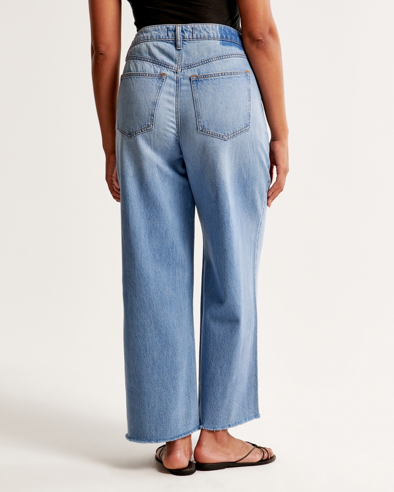 Curve Love High Rise Cropped Wide Leg Jean(medium with raw hem,24)