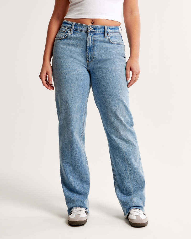 Curve Love Low Rise Baggy Jean(medium with raw hem,23)