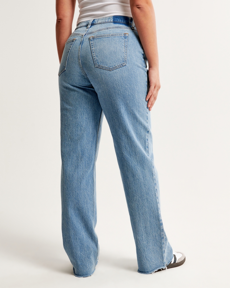 Curve Love Low Rise Baggy Jean(medium with raw hem,23)