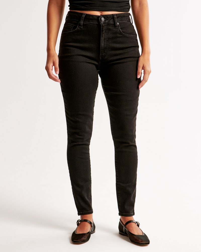 Curve Love High Rise Super Skinny Ankle Jean(black,23)