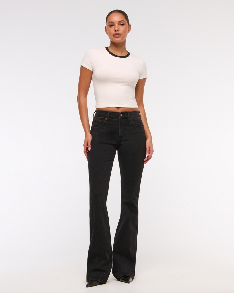 Mid Rise Bootcut Jean(black,23)