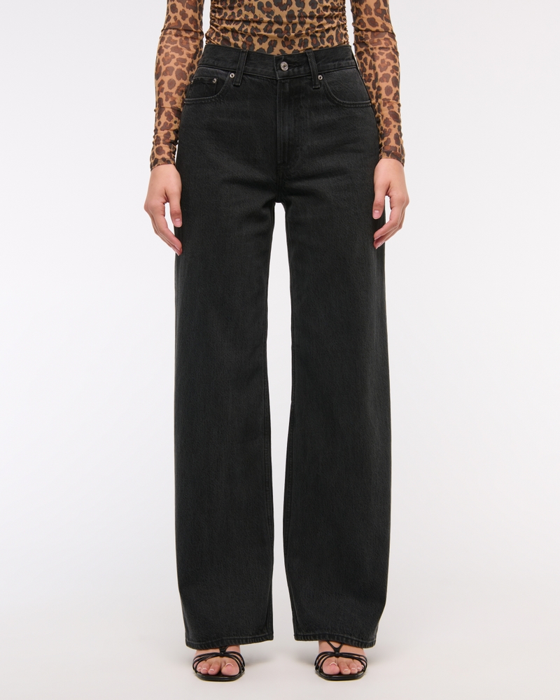High Rise Wide Leg Jean(black,23)