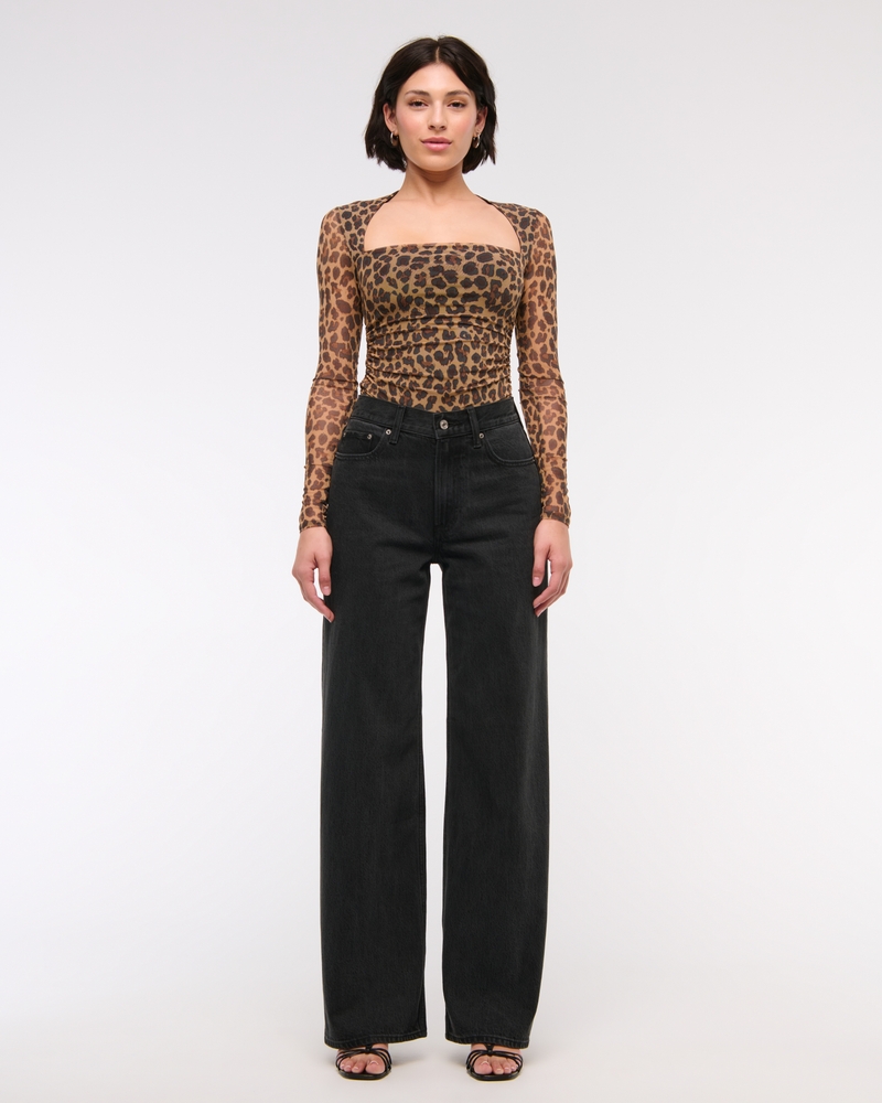 High Rise Wide Leg Jean(black,23)