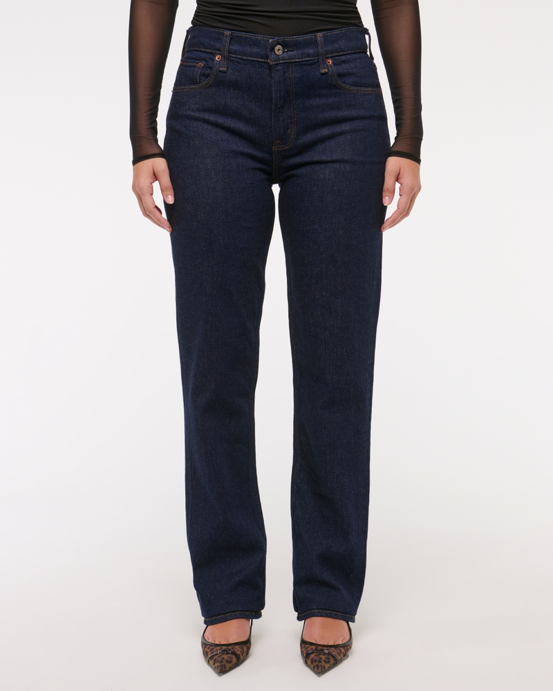 Curve Love Mid Rise 90s Straight Jean(dark rinse,23)