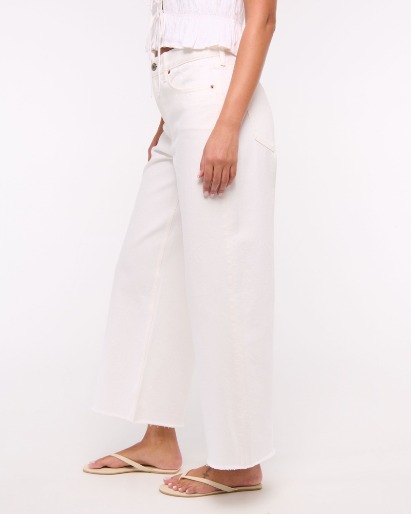 High Rise Cropped Wide Leg Jean(white,23)