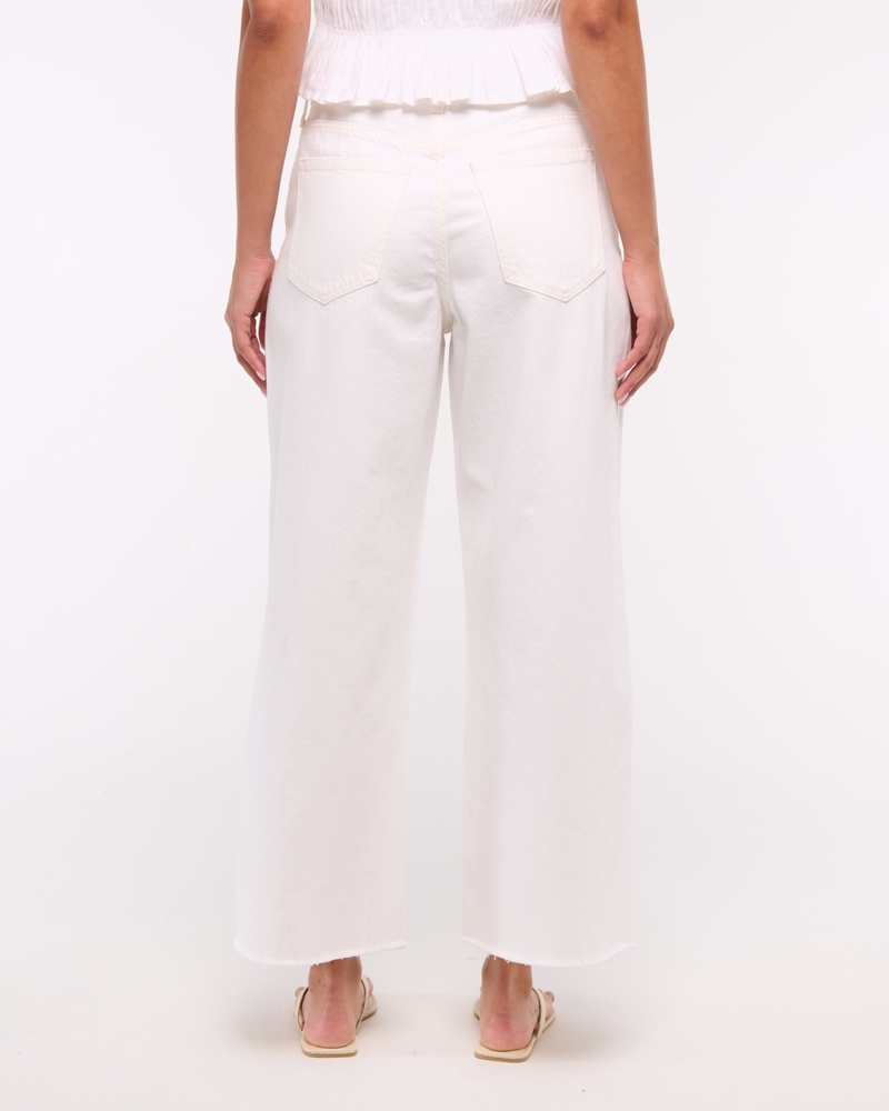 High Rise Cropped Wide Leg Jean(white,23)