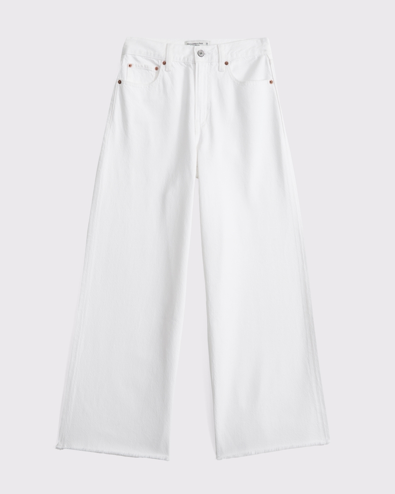 High Rise Cropped Wide Leg Jean(white,23)