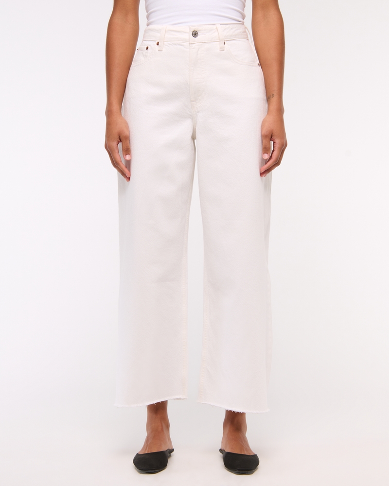 Curve Love High Rise Cropped Wide Leg Jean(white,23)