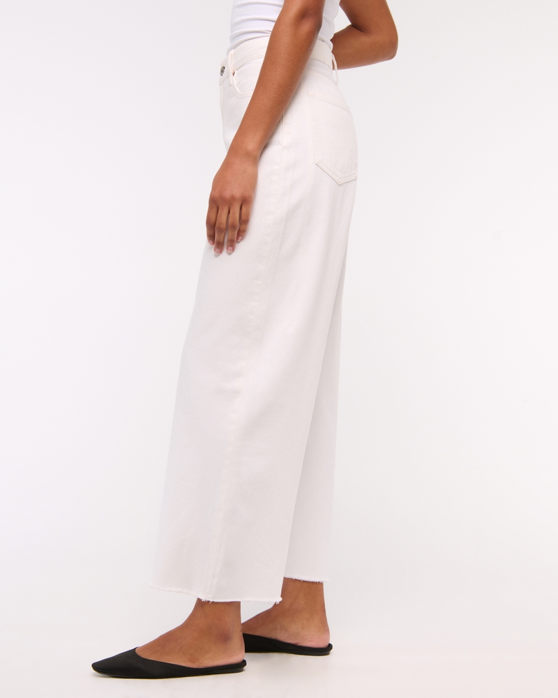 Curve Love High Rise Cropped Wide Leg Jean(white,23)