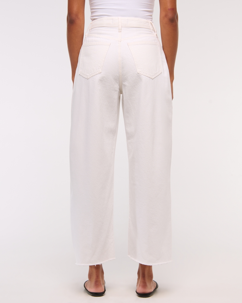 Curve Love High Rise Cropped Wide Leg Jean(white,23)