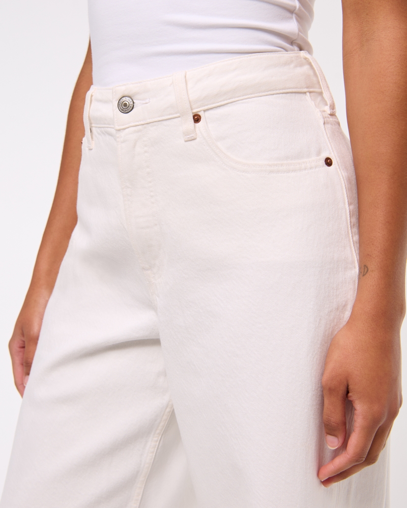 Curve Love High Rise Cropped Wide Leg Jean(white,23)