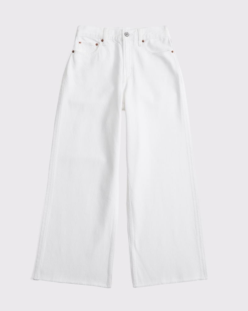 Curve Love High Rise Cropped Wide Leg Jean(white,23)
