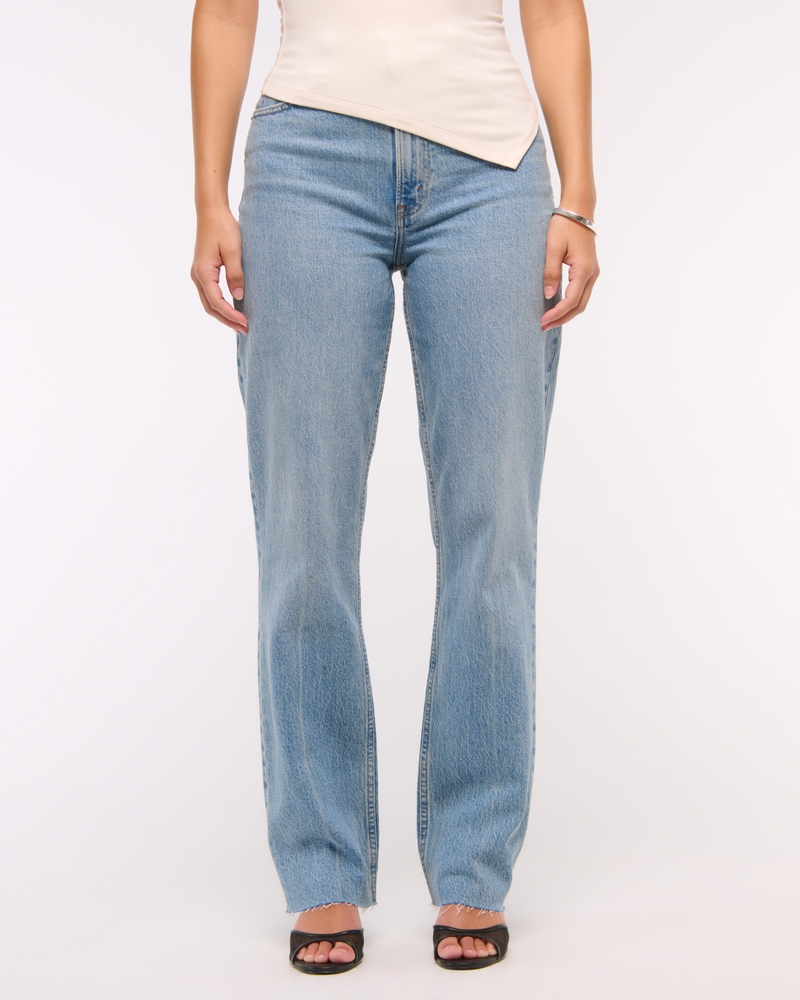 Curve Love Ultra High Rise 90s Straight Jean(medium crease raw hem,23)