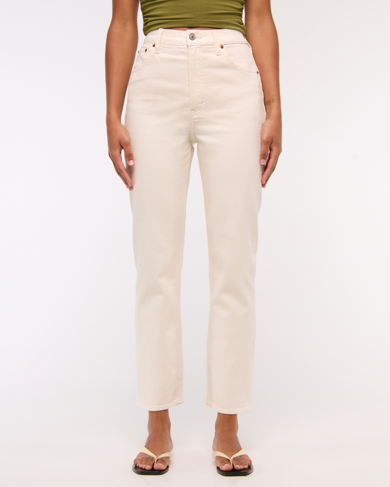 Curve Love Ultra High Rise Ankle Straight Jean(cream,24)