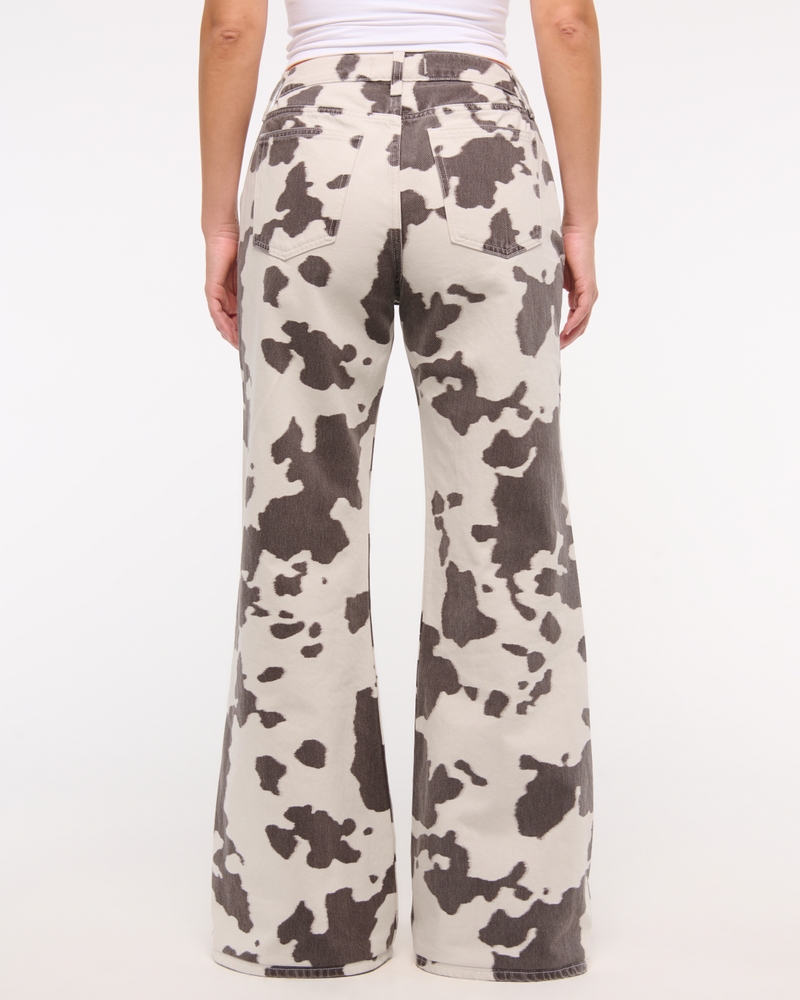 Curve Love Mid Rise Baggy Bootcut Jean(cow print,24)