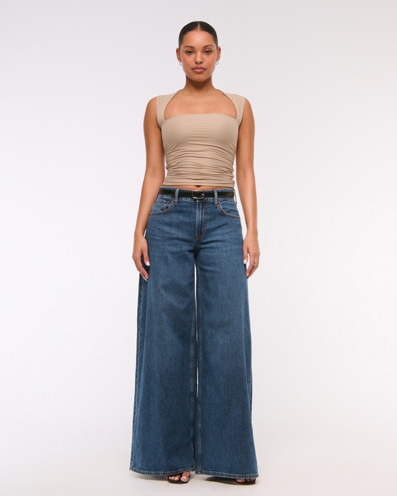 Linen-Blend Ultra Wide Leg Jean