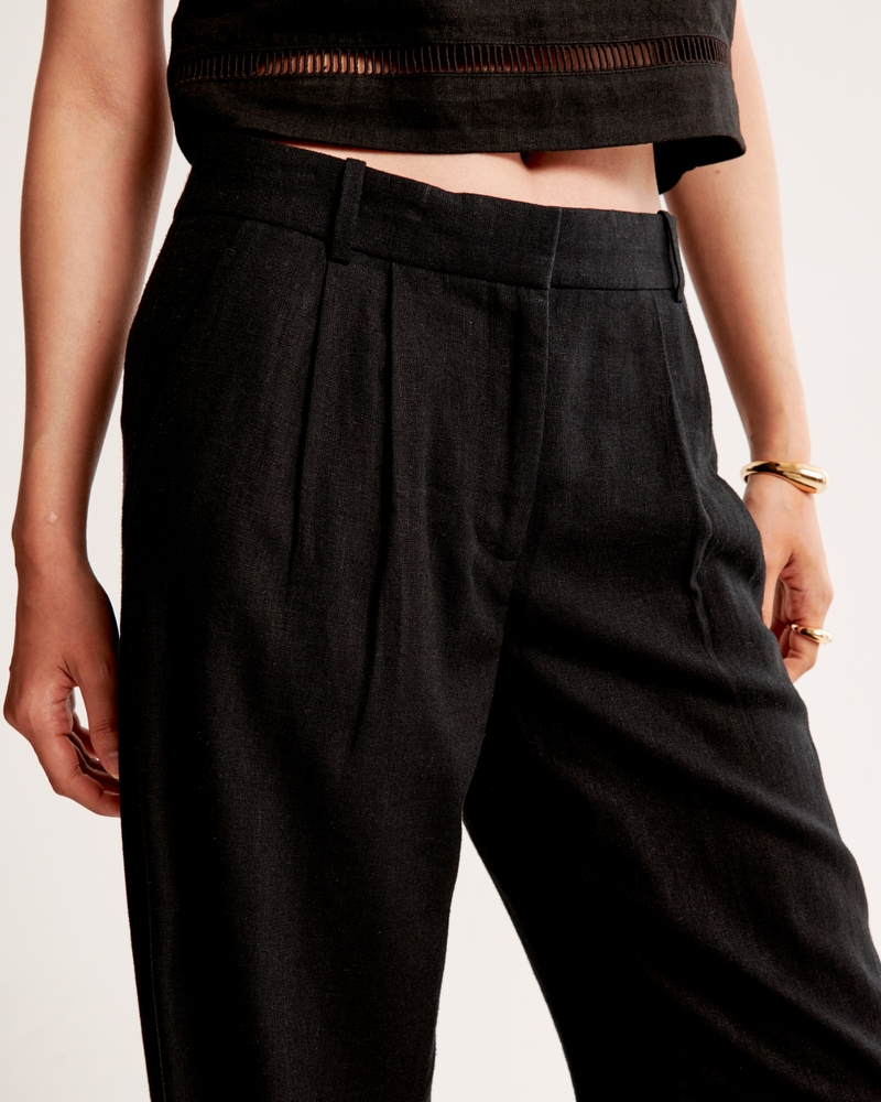 A&F Sloane Low Rise Tailored Linen-Blend Pant(black,24)