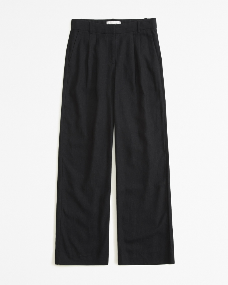 A&F Sloane Low Rise Tailored Linen-Blend Pant(black,24)