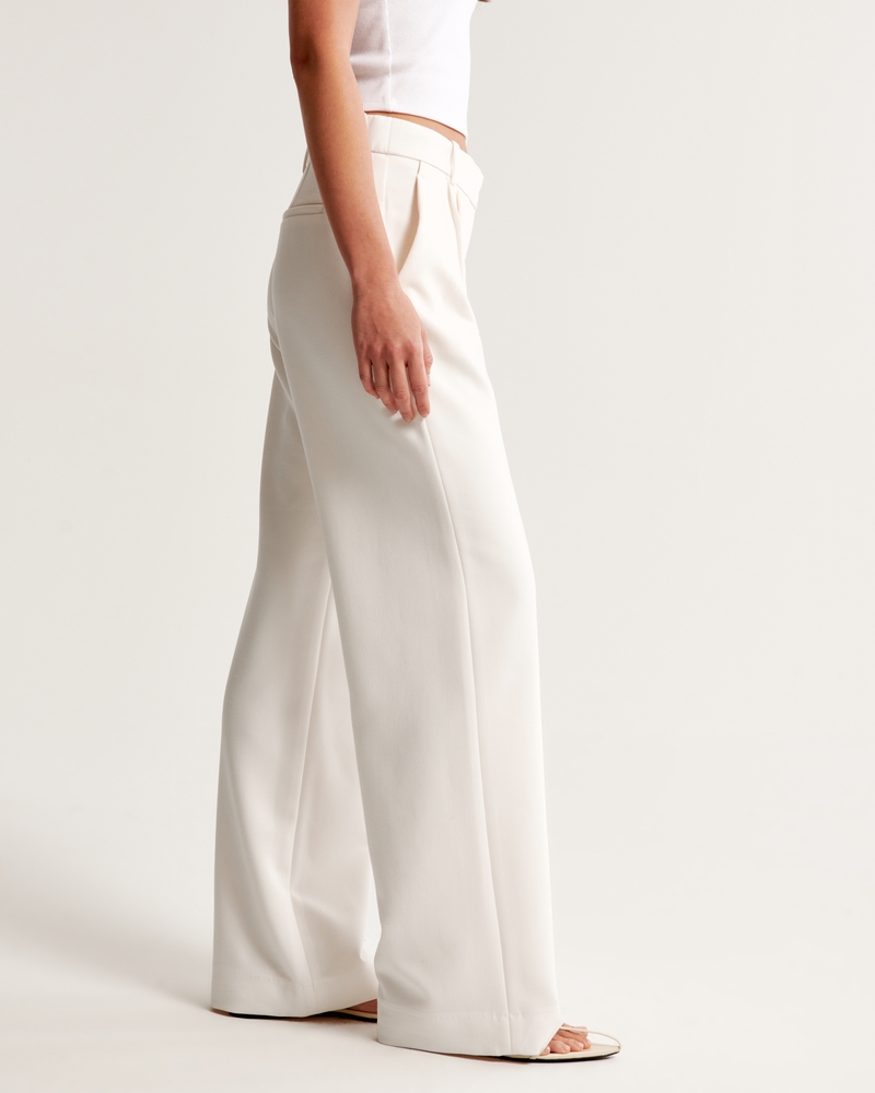 A&F Sloane Low Rise Tailored Wide Leg Pant(cream,23)