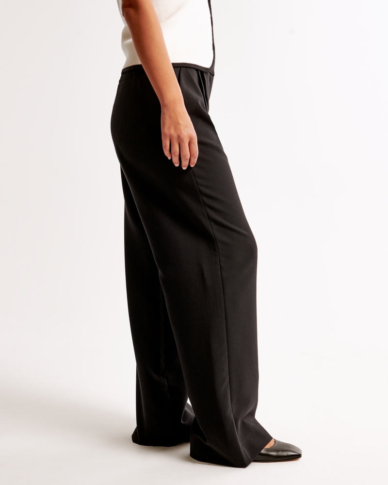 Curve Love A&F Sloane Low Rise Tailored Wide Leg Pant(black,23)