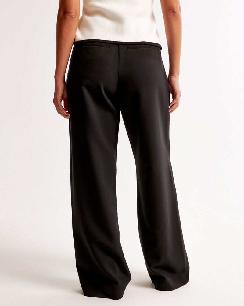 Curve Love A&F Sloane Low Rise Tailored Wide Leg Pant(black,23)