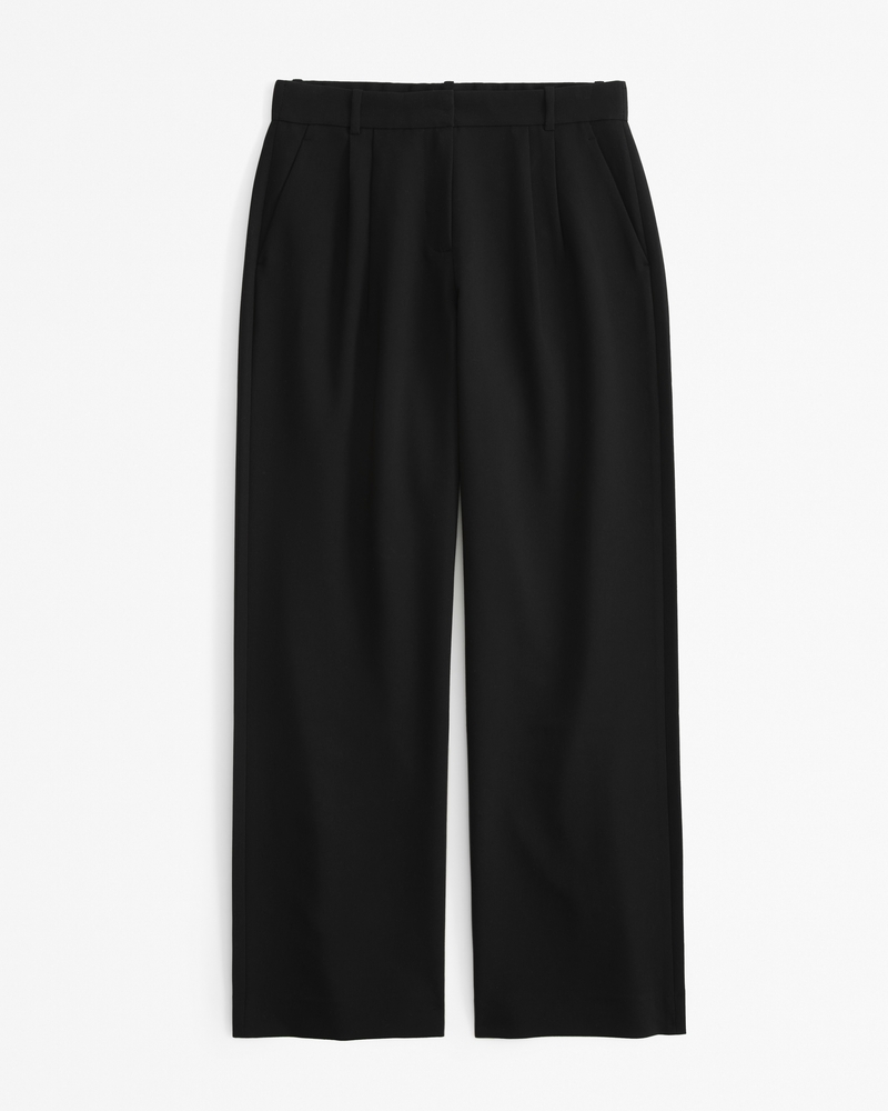 Curve Love A&F Sloane Low Rise Tailored Wide Leg Pant(black,23)
