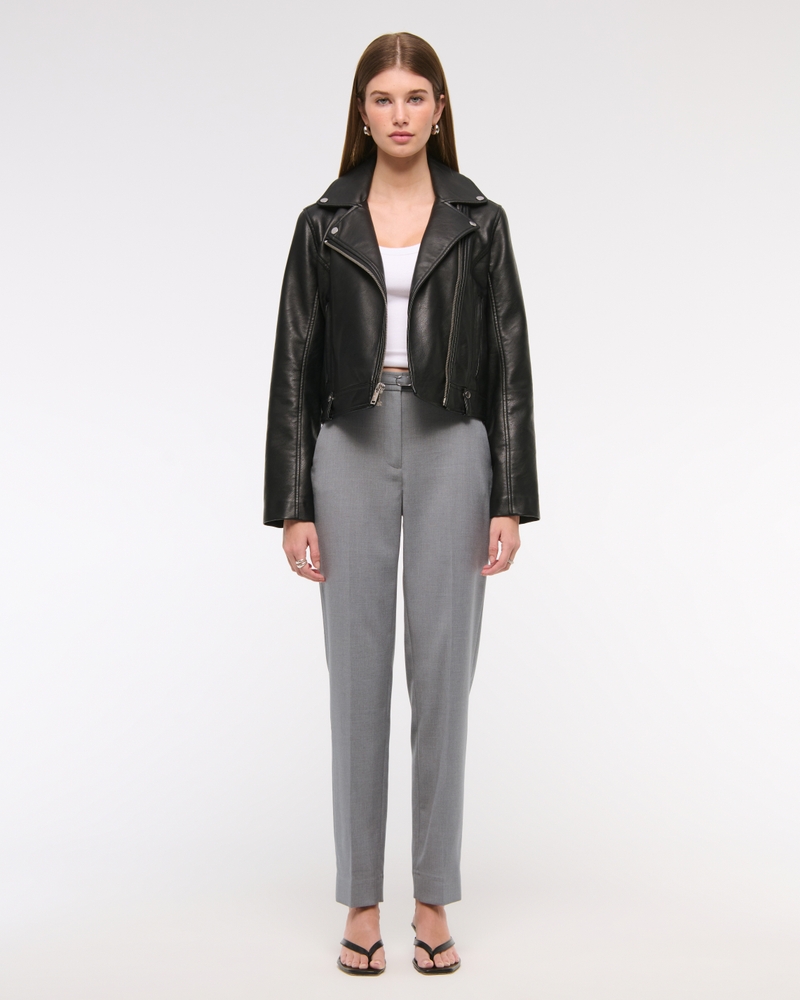 High Rise Belted Ankle Straight Pant