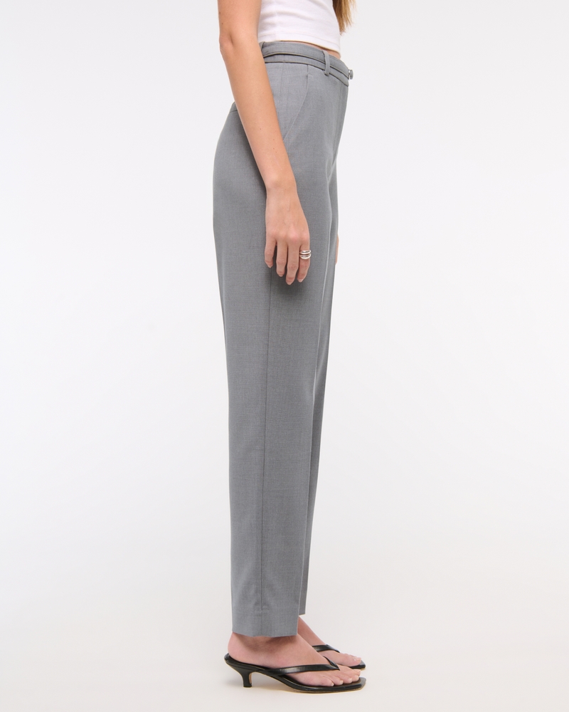 High Rise Belted Ankle Straight Pant(gray,23)