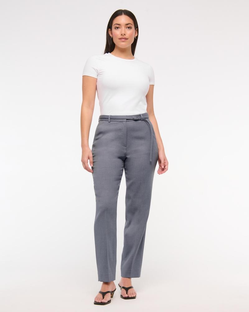 Curve Love High Rise Belted Ankle Straight Pant