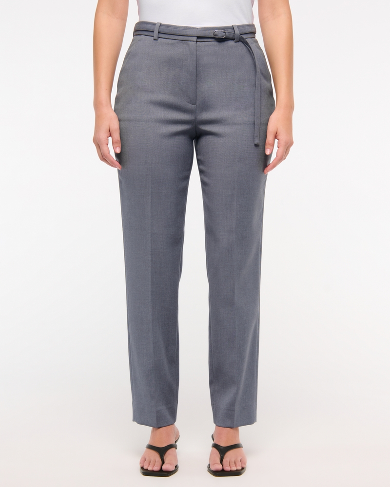 Curve Love High Rise Belted Ankle Straight Pant(gray,23)