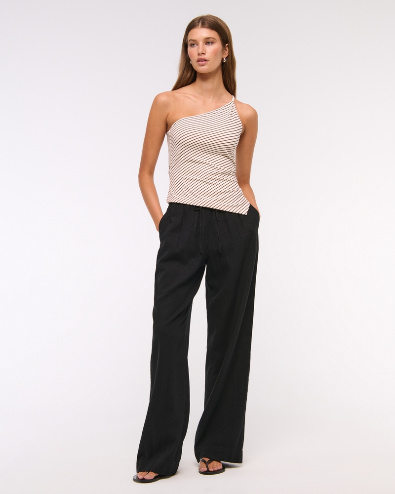 Linen-Blend Pull-On Pant