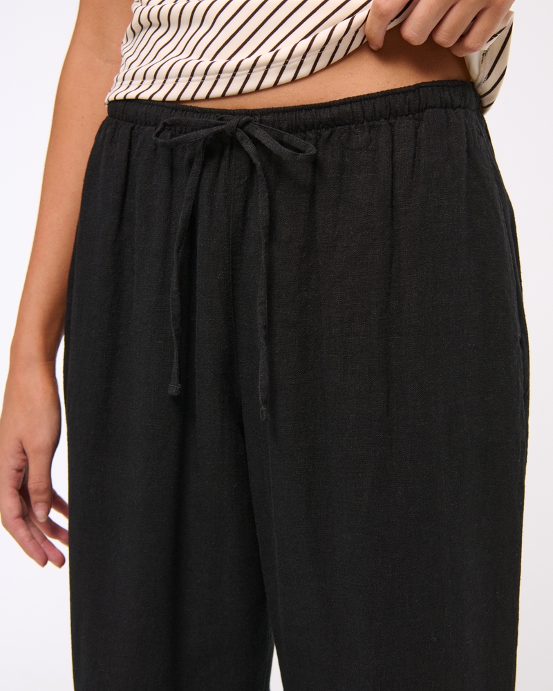Linen-Blend Pull-On Pant(black,XXS)