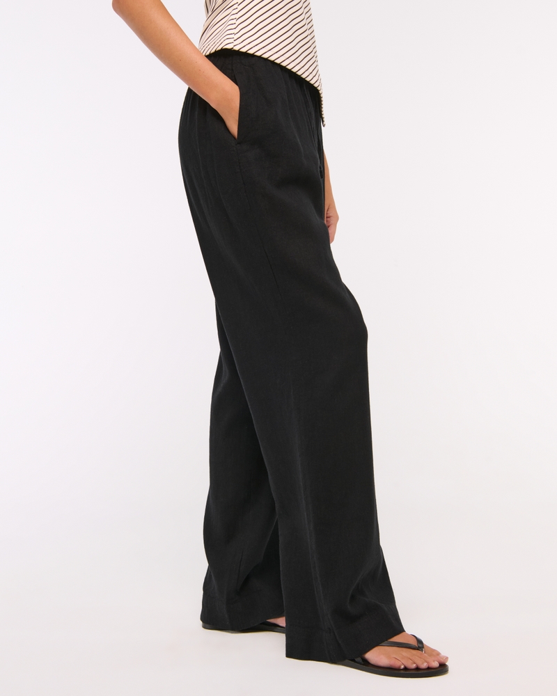 Linen-Blend Pull-On Pant(black,XXS)