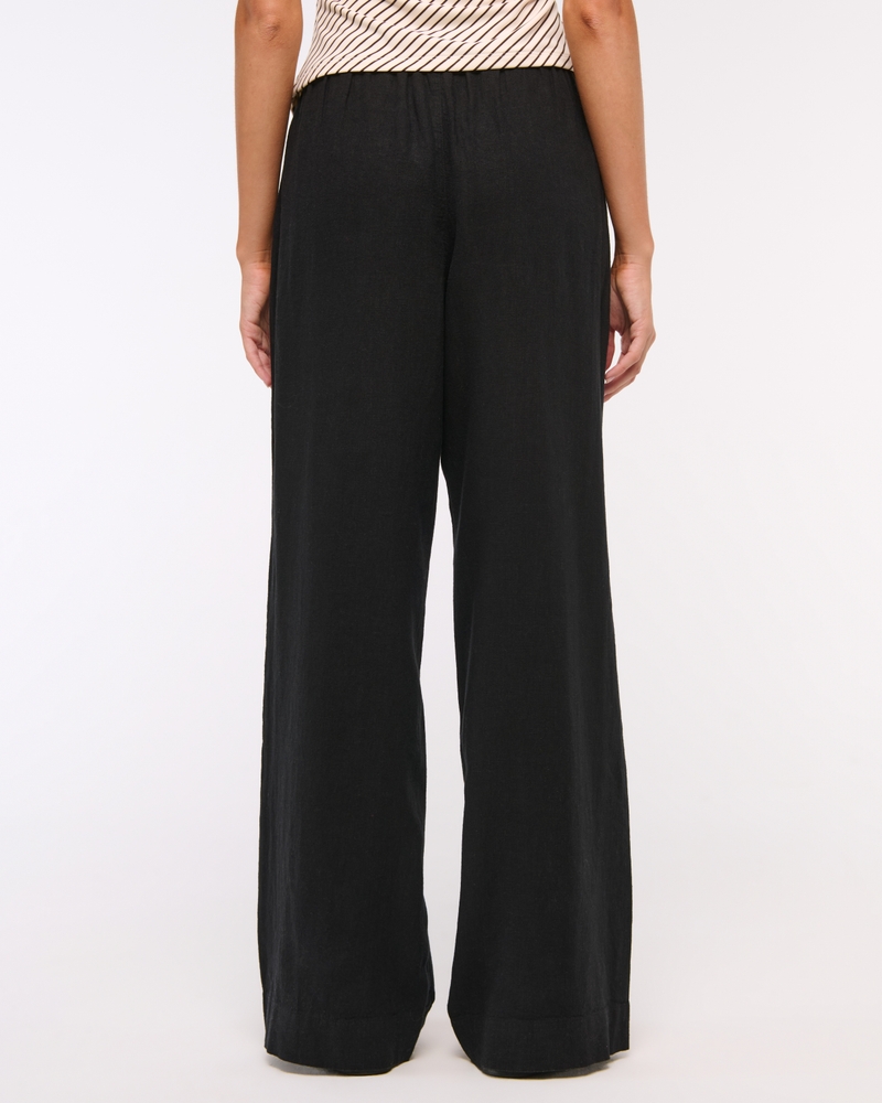 Linen-Blend Pull-On Pant(black,XXS)