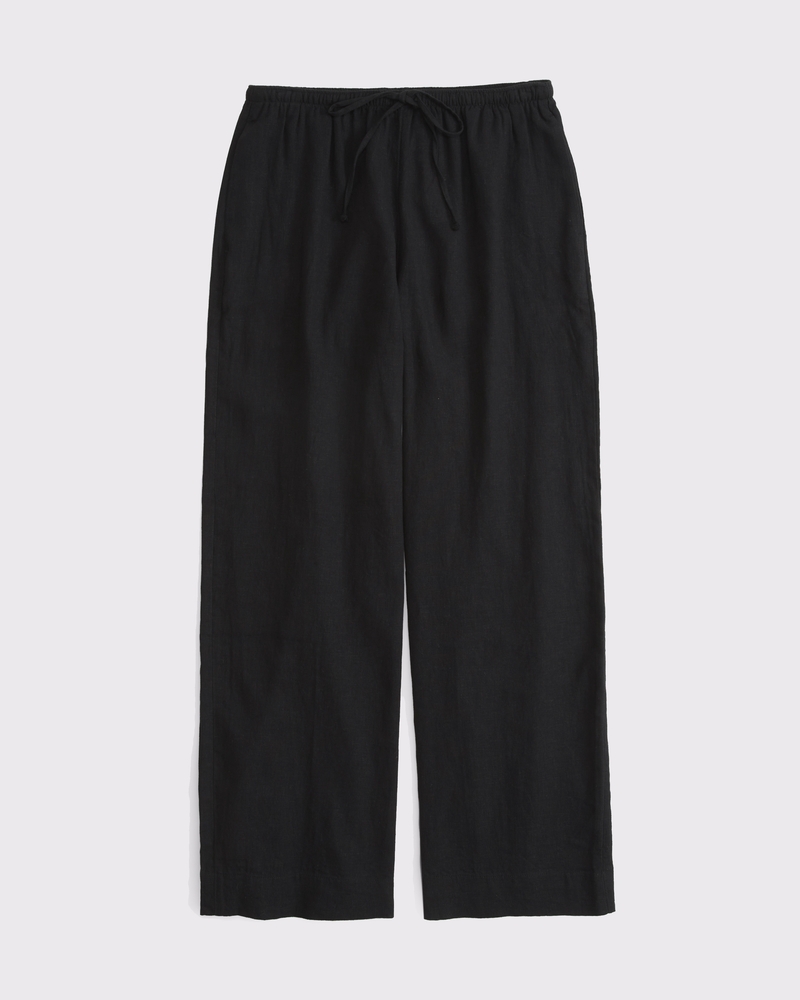 Linen-Blend Pull-On Pant(black,XXS)