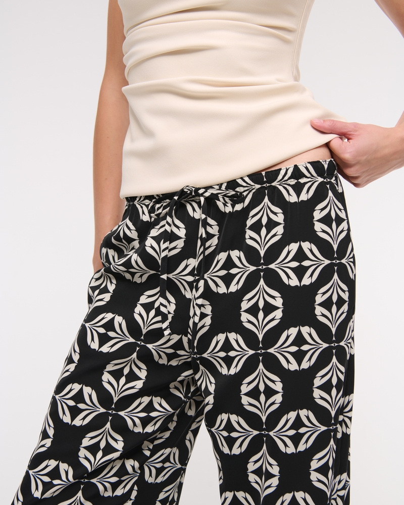 Drapey Wide Leg Pull-On Pant(black pattern,XXS)