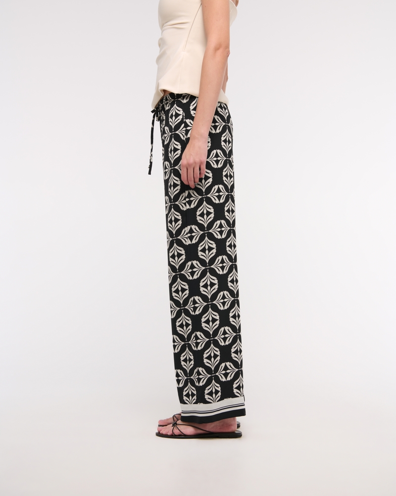 Drapey Wide Leg Pull-On Pant(black pattern,XXS)