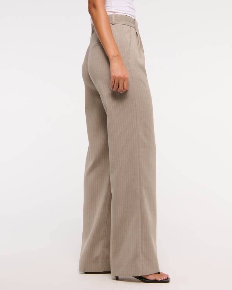 A&F Sloane Tailored Wide Leg Pant(sand pinstripe,23)