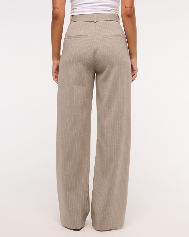 A&F Sloane Tailored Wide Leg Pant(sand pinstripe,23)