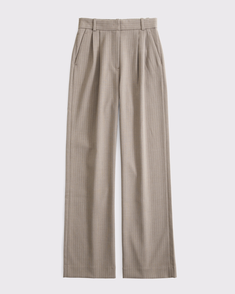 A&F Sloane Tailored Wide Leg Pant(sand pinstripe,23)