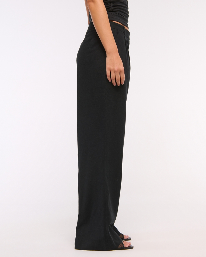 Curve Love A&F Sloane Low Rise Tailored Linen-Blend Pant(black,23)